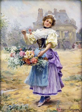 Landscapes Painting - Louis Marie Schryver The Flower Girl Parisienne